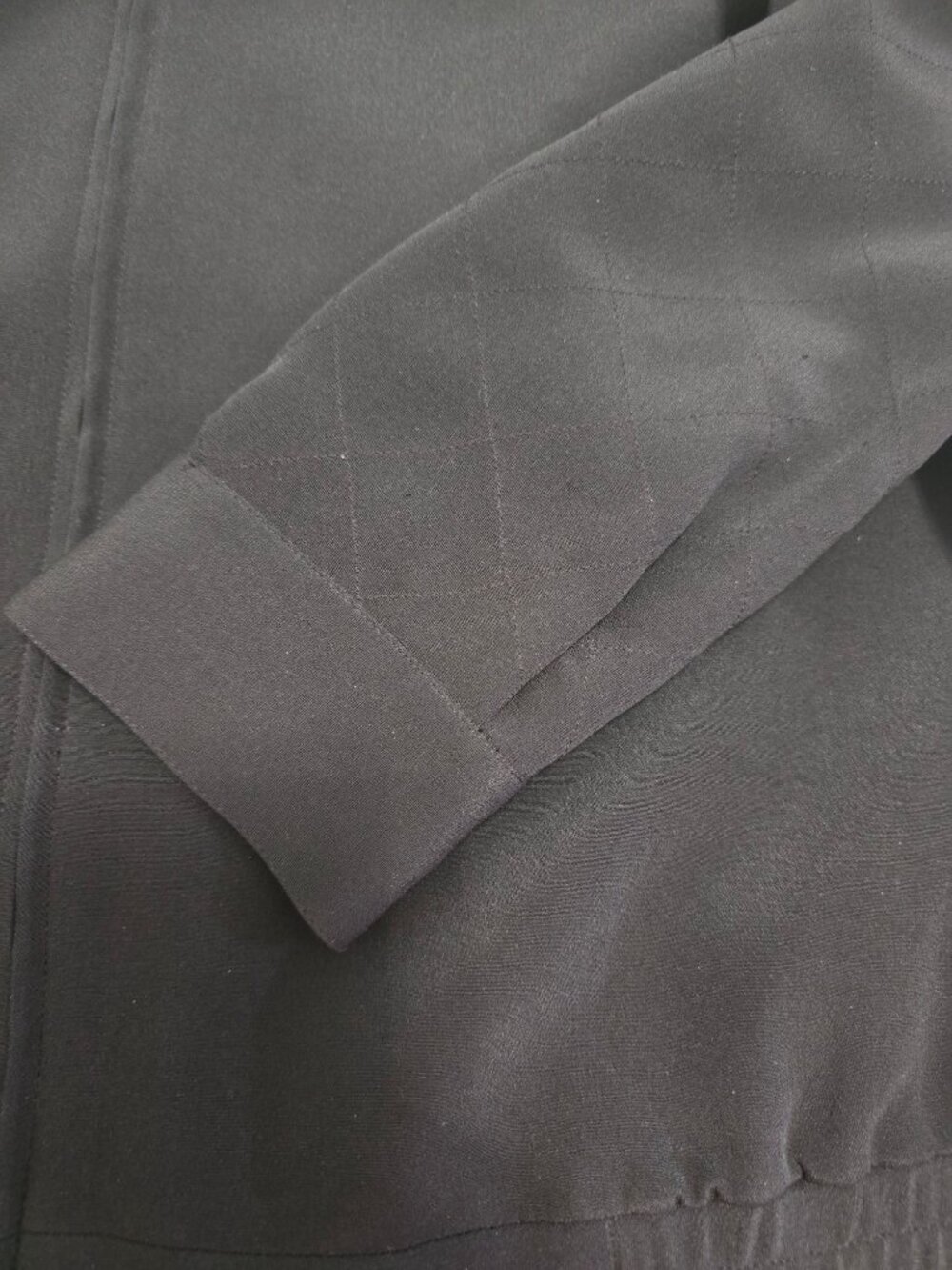 Vintaeg Due Per Due Black Silk Womens Lightweight Jacket Mandarin Collar Size 12 - Picture 6 of 8